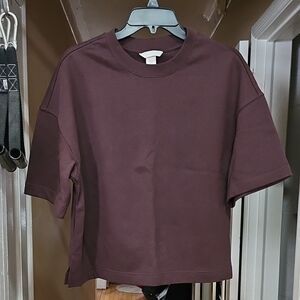 H&M Deep Brown Ribbed T-Shirt